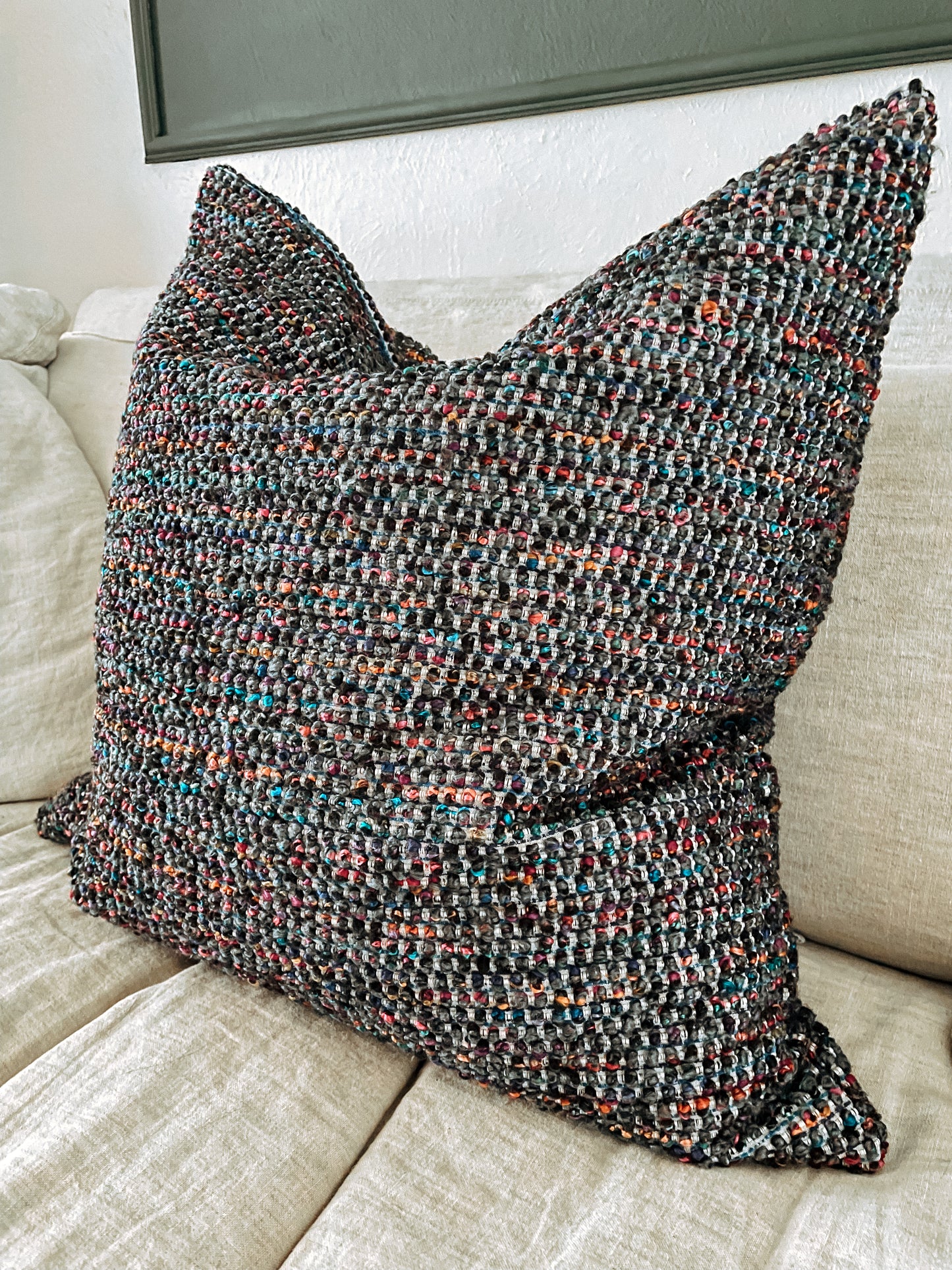 One of a Kind-Ish Pillow Cover, Black multi color confetti
