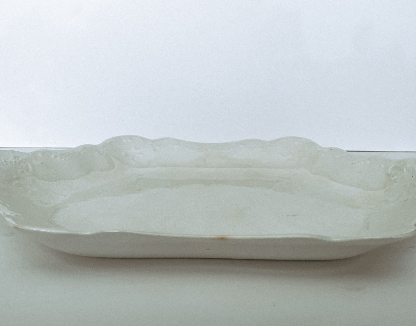 Vintage Ironstone Platter with Scalloped Edges