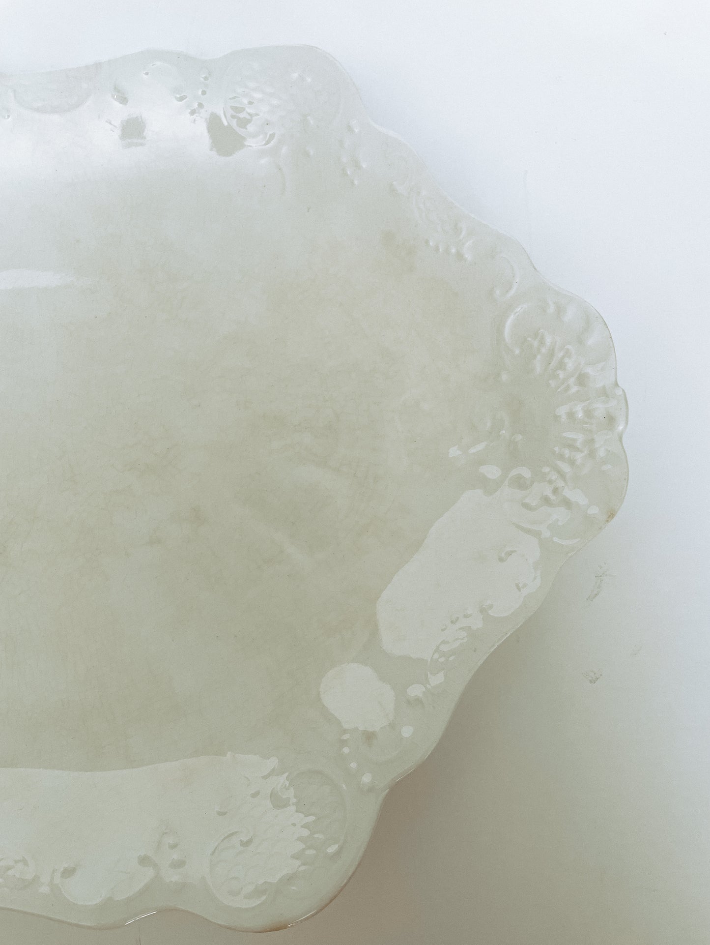 Vintage Ironstone Platter with Scalloped Edges