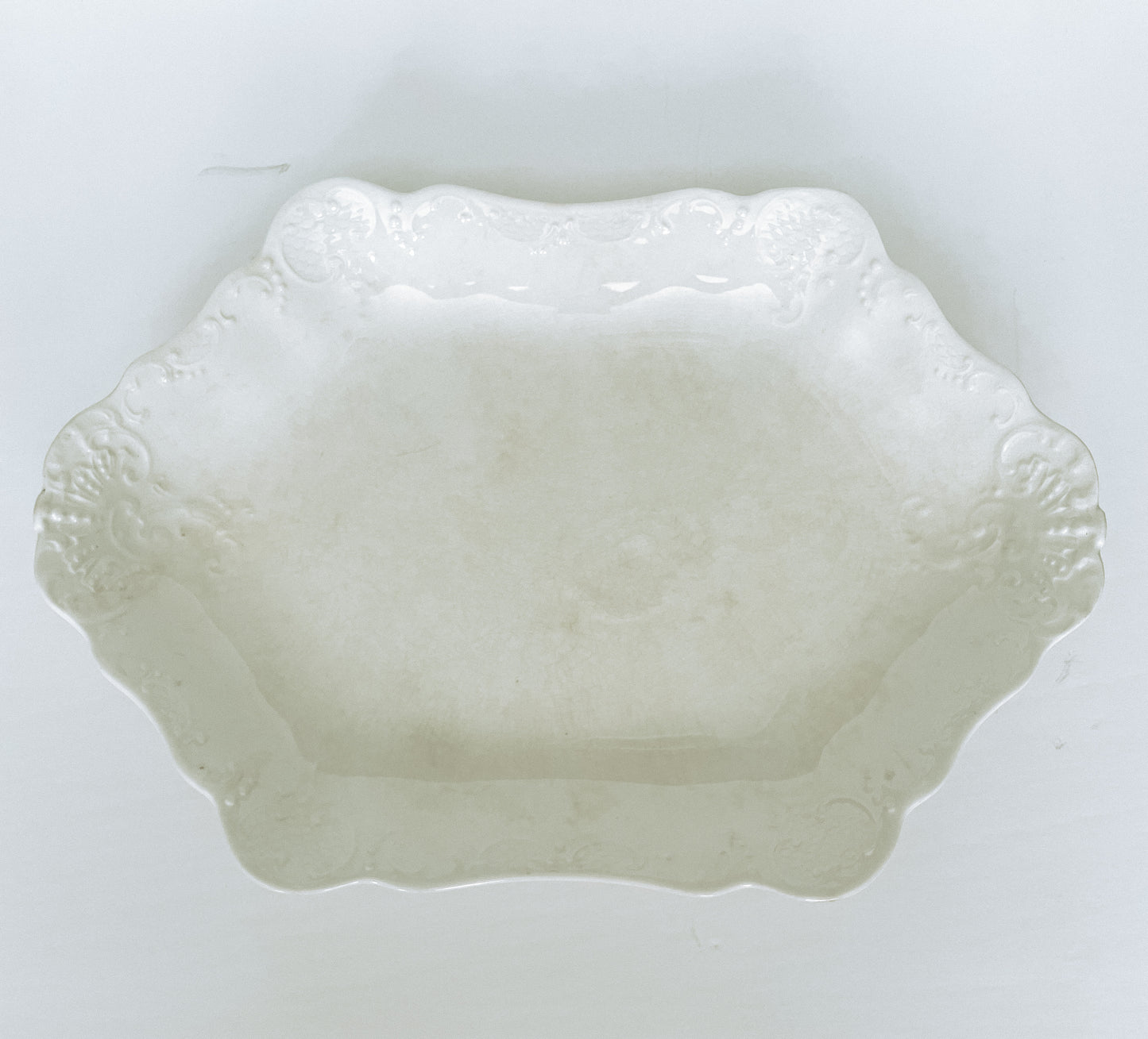 Vintage Ironstone Platter with Scalloped Edges