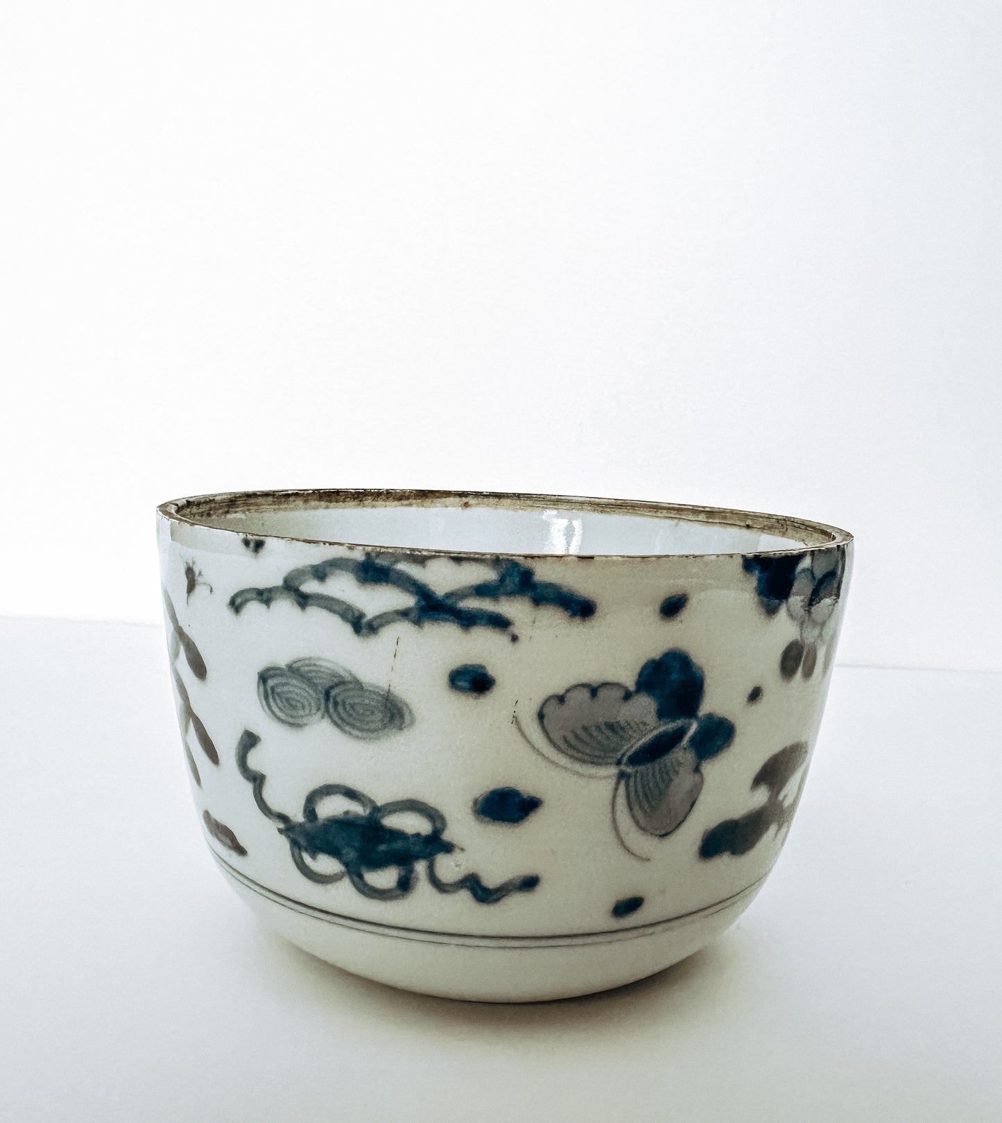 Blue Butterfly Ceramic Strainer Bowl