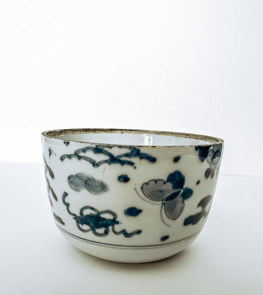 Blue Butterfly Ceramic Strainer Bowl