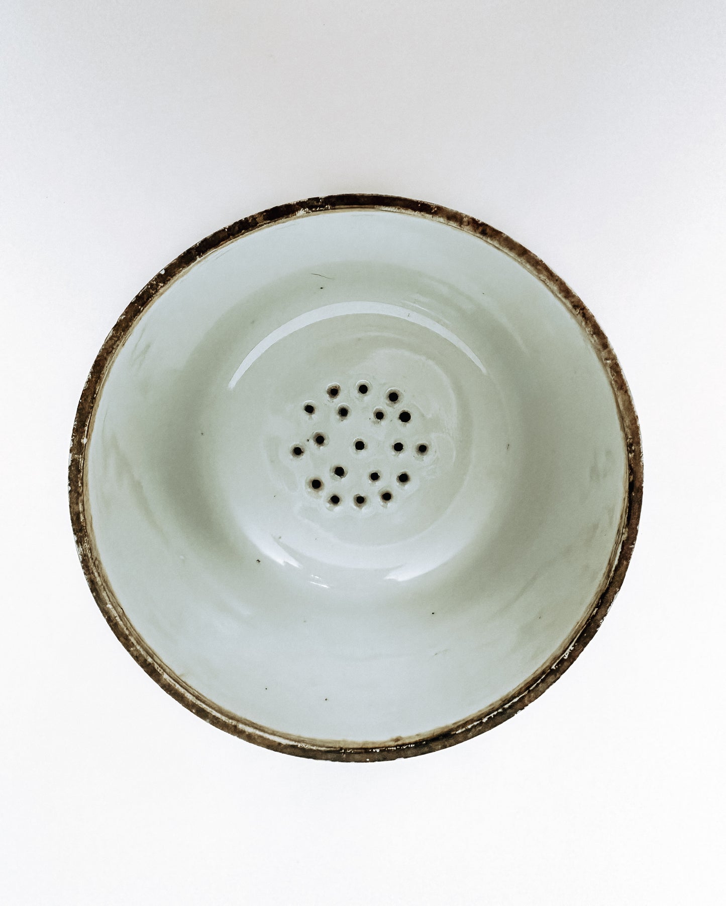 Blue Butterfly Ceramic Strainer Bowl