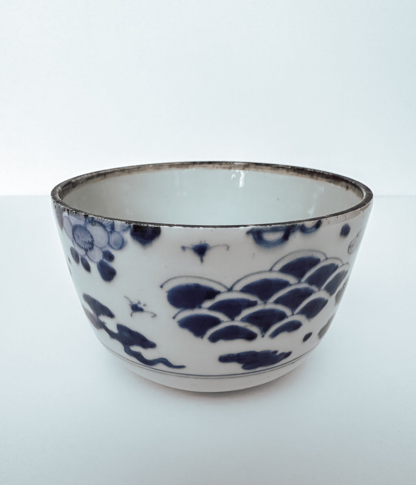 Blue Butterfly Ceramic Strainer Bowl