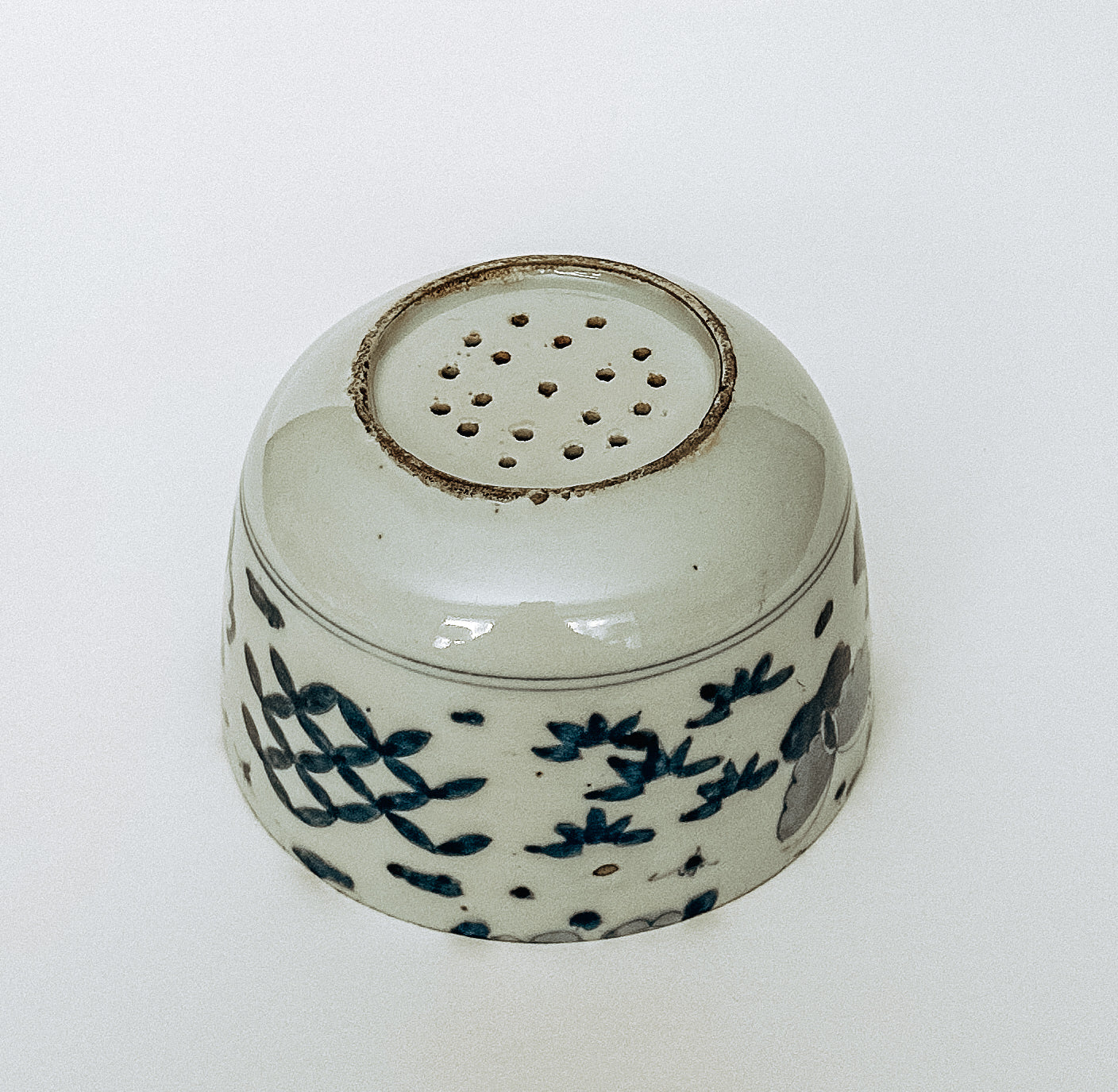 Blue Butterfly Ceramic Strainer Bowl