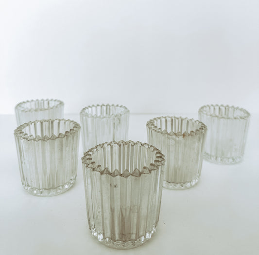 Ridged Glass Tea Light Holder