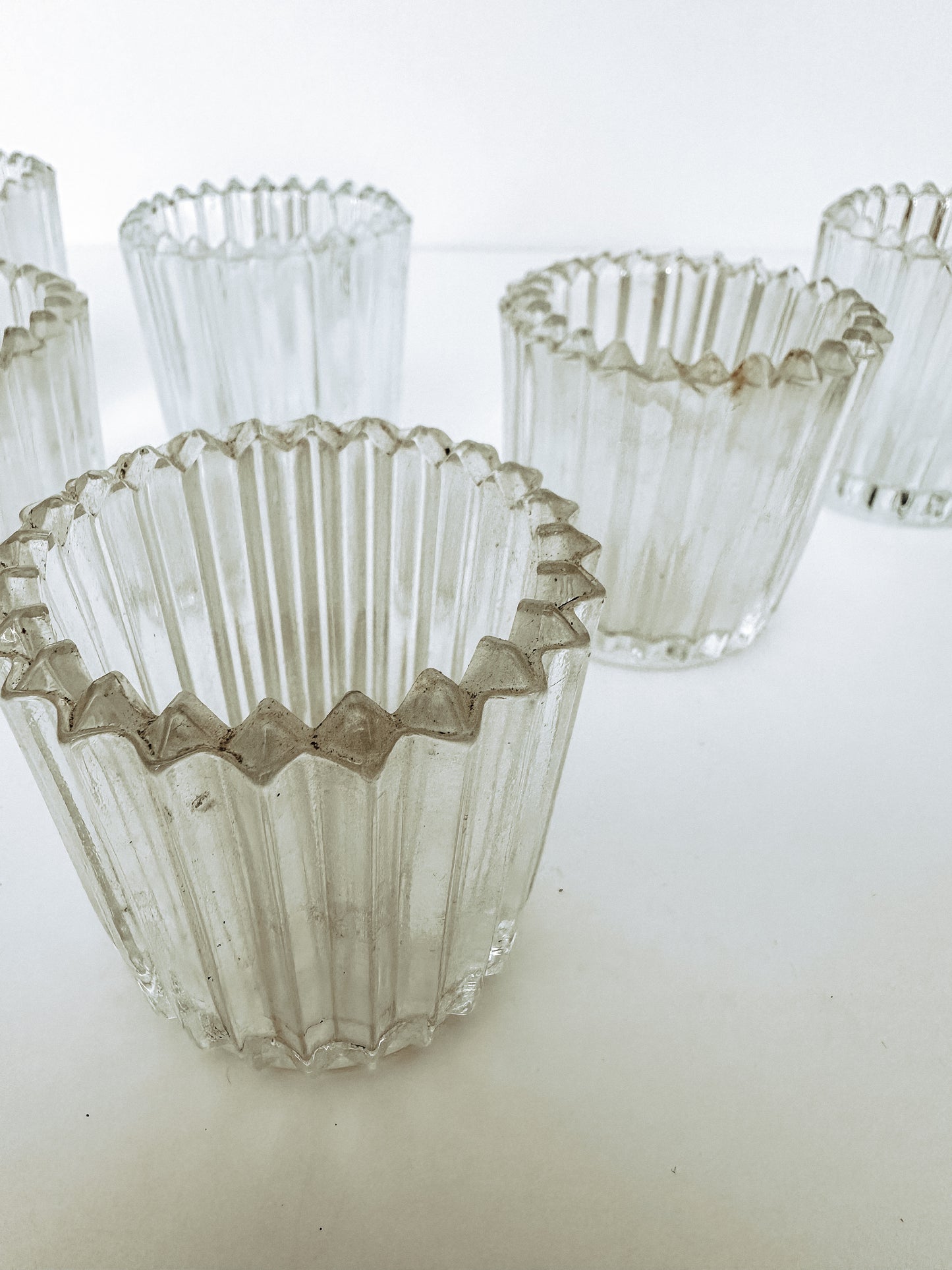 Ridged Glass Tea Light Holder