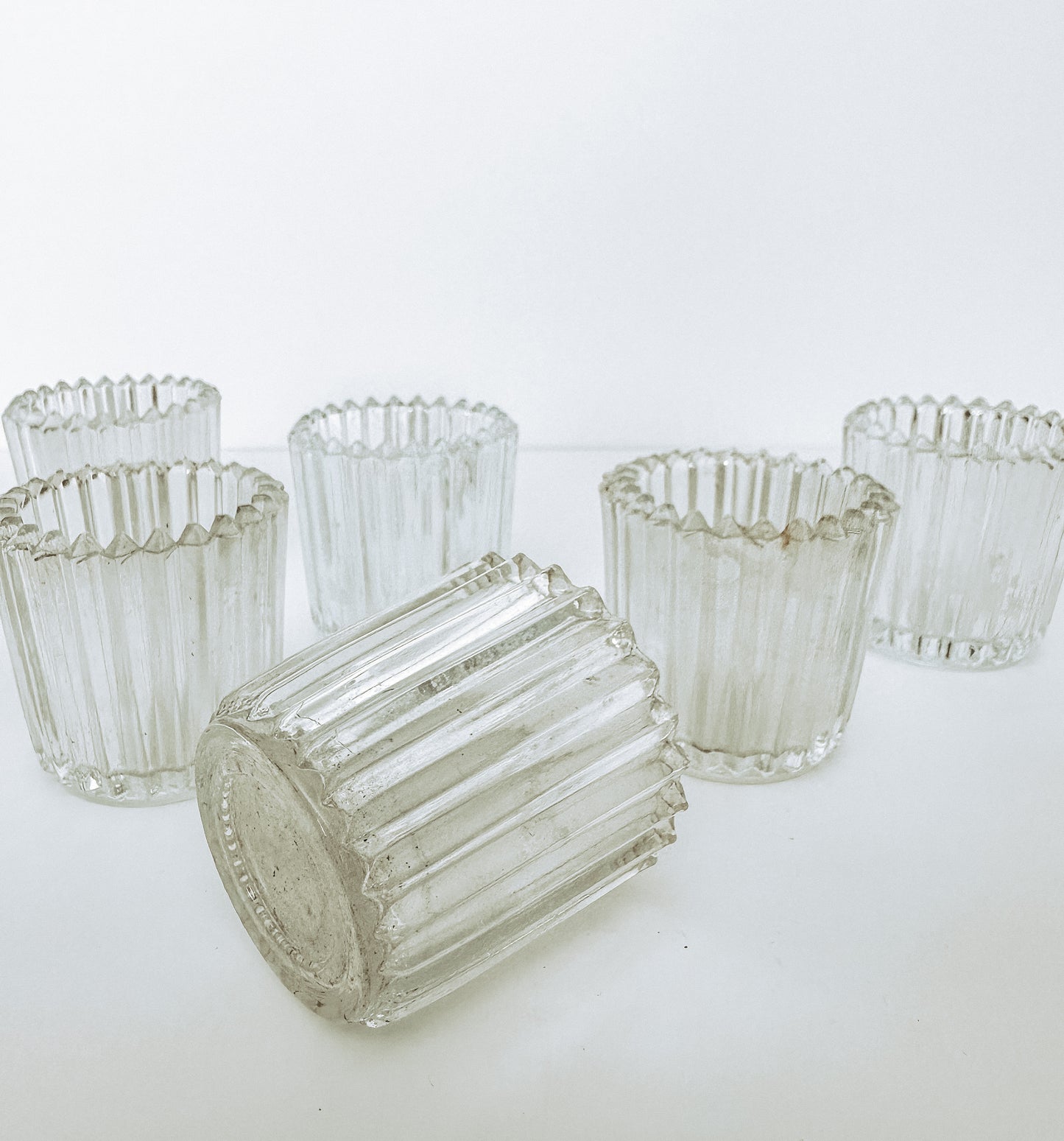 Ridged Glass Tea Light Holder