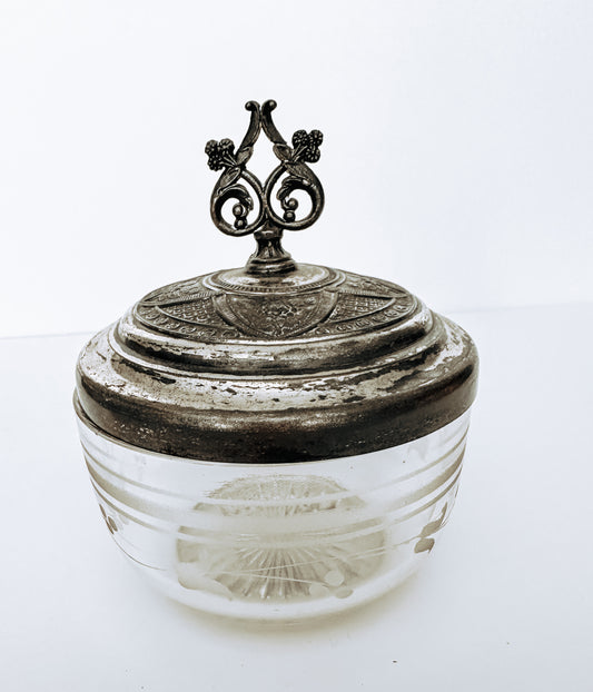 Glass Trinket Dish with Fancy Lid
