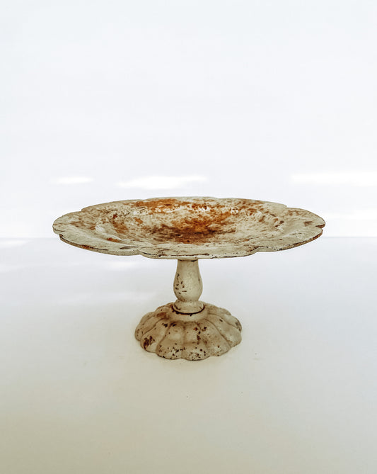 Rusty Cast Iron Pedestal Dish