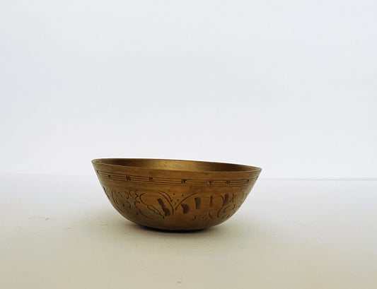 Vintage Etched Brass Bowl