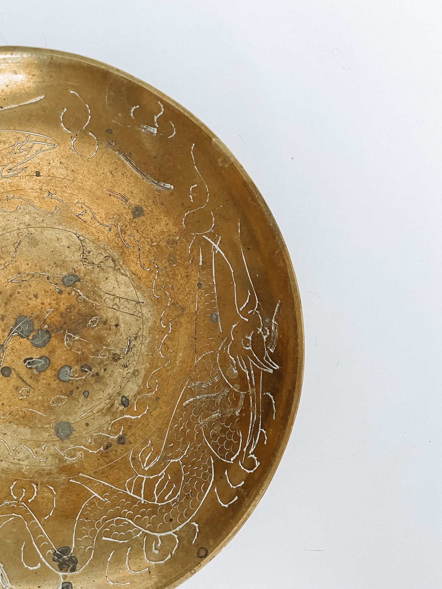 Vintage Brass Etched Trinket Dish