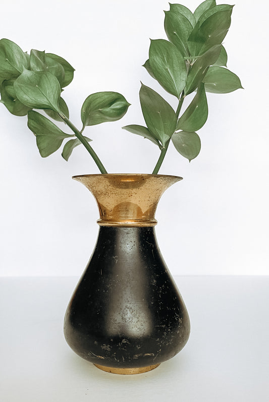 Two Tone Brass and Black Vase