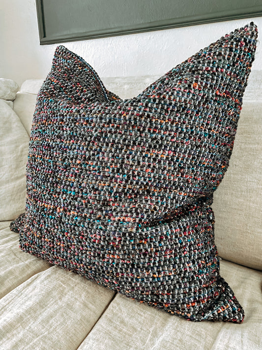 One of a Kind-Ish Pillow Cover, Black multi color confetti