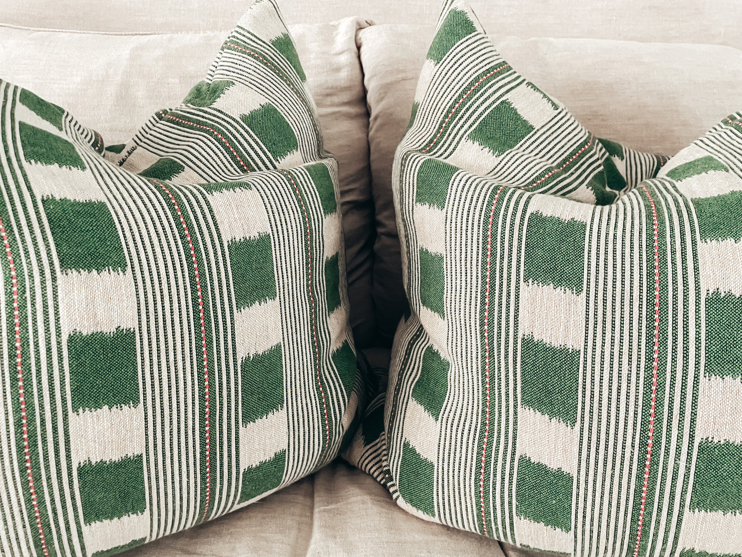 One of a Kind-Ish Pillow Cover, Green Stripes 24"