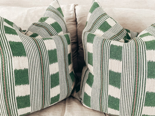 One of a Kind-Ish Pillow Cover, Green Stripes 24"