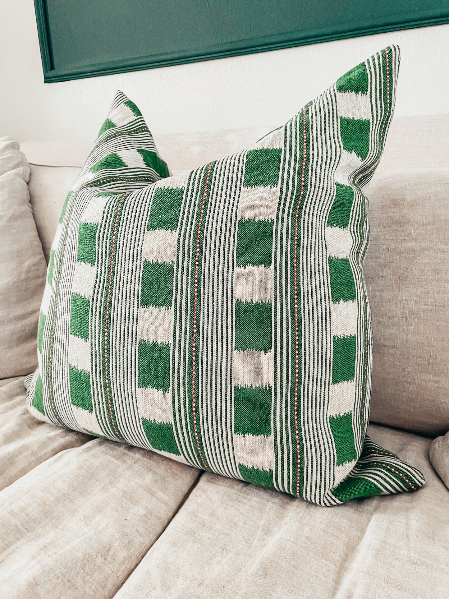 One of a Kind-Ish Pillow Cover, Green Stripes 26"