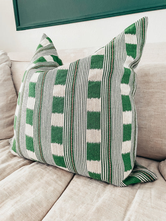 One of a Kind-Ish Pillow Cover, Green Stripes 26"