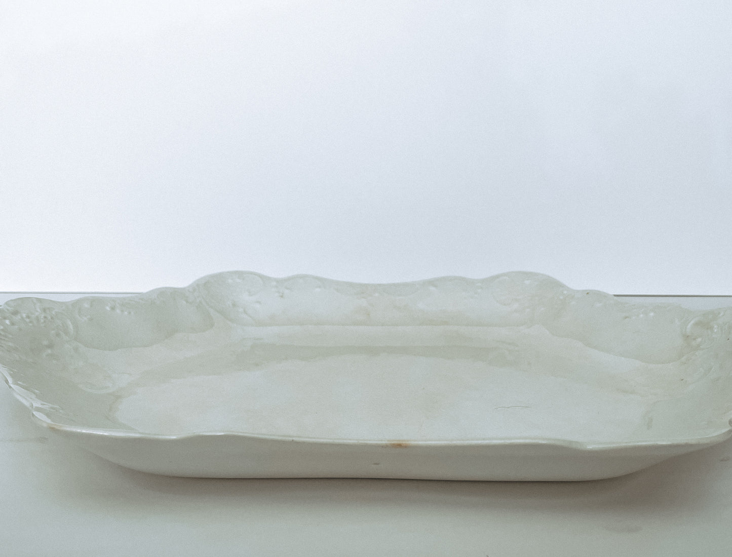 Vintage Ironstone Platter with Scalloped Edges