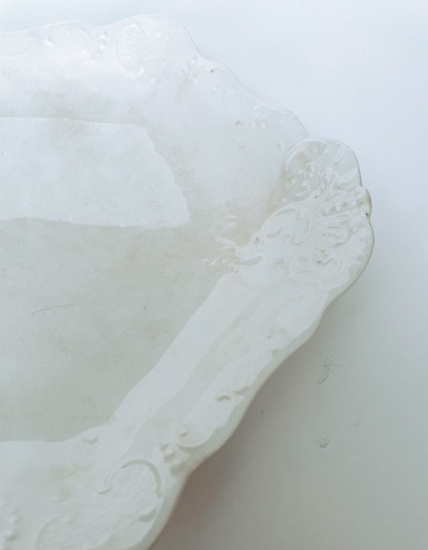 Vintage Ironstone Platter with Scalloped Edges