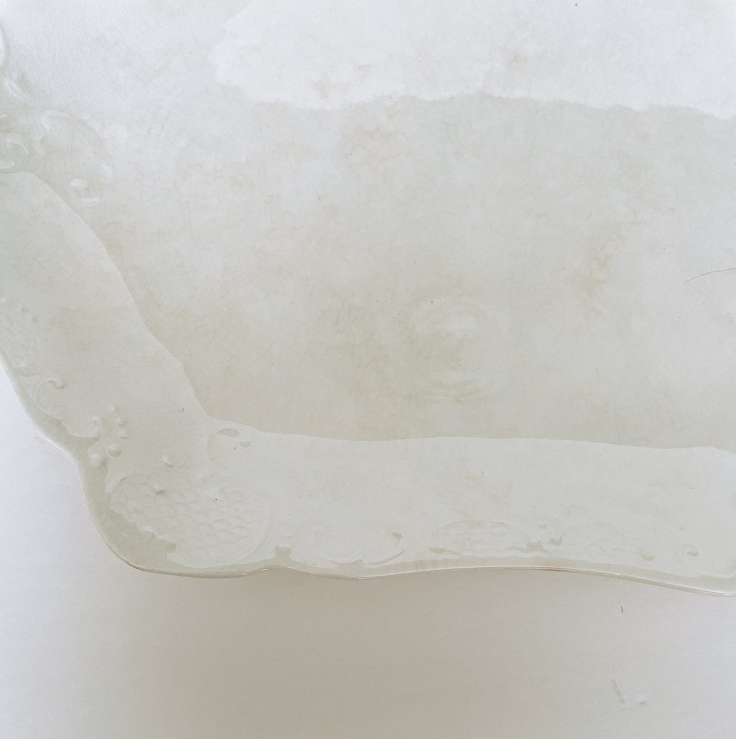 Vintage Ironstone Platter with Scalloped Edges