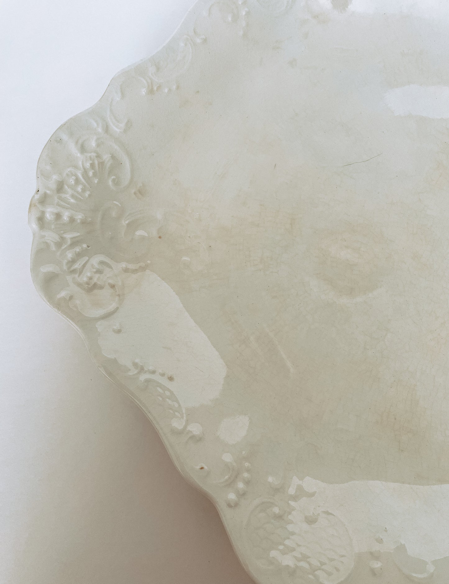 Vintage Ironstone Platter with Scalloped Edges