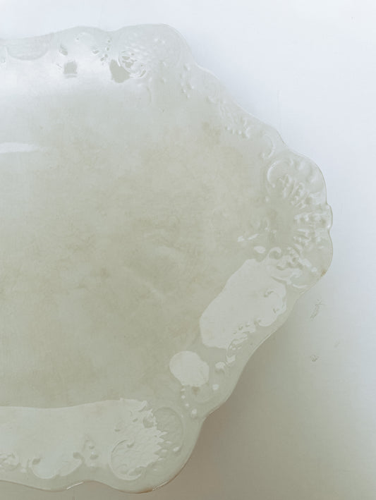 Vintage Ironstone Platter with Scalloped Edges