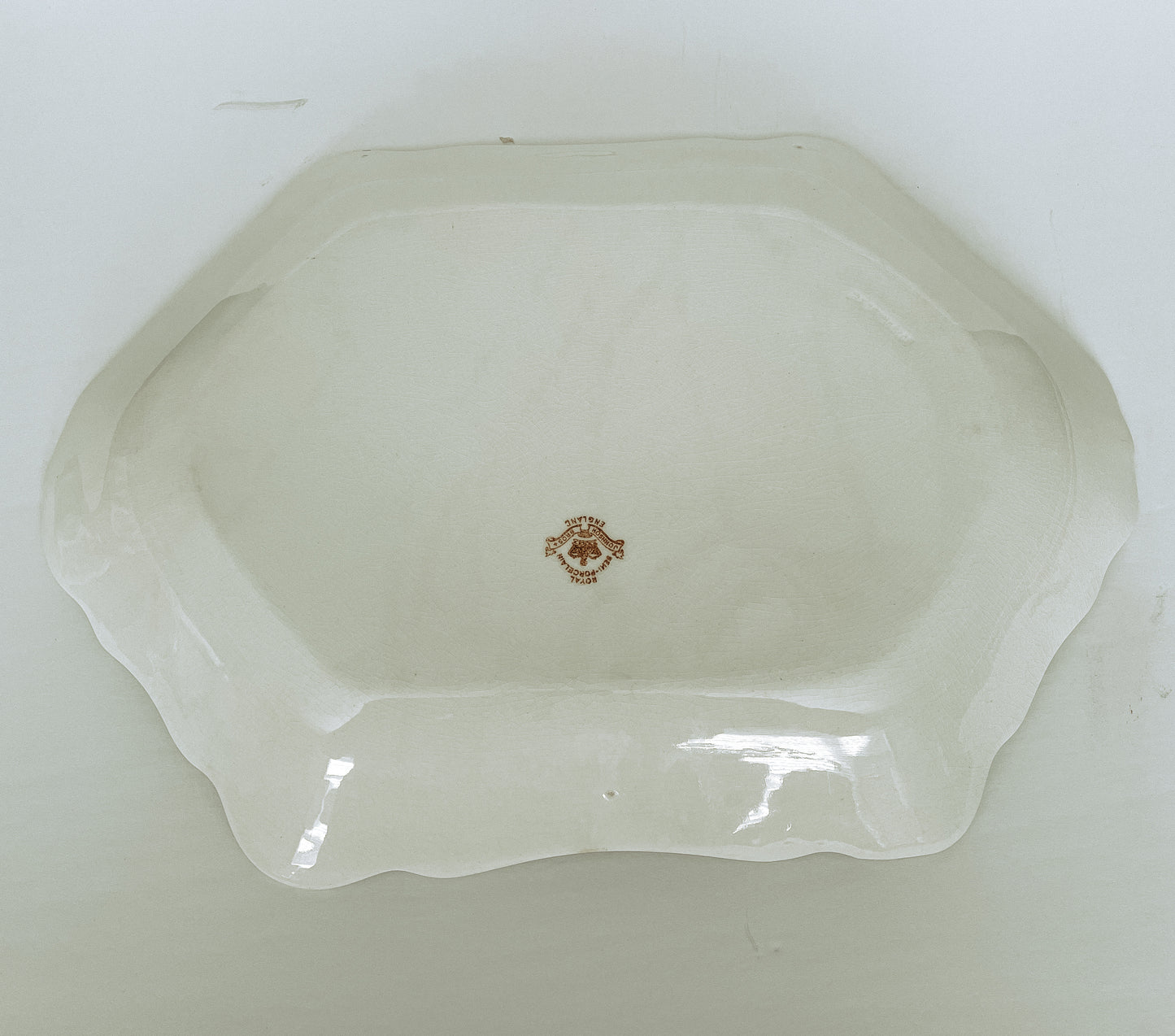 Vintage Ironstone Platter with Scalloped Edges